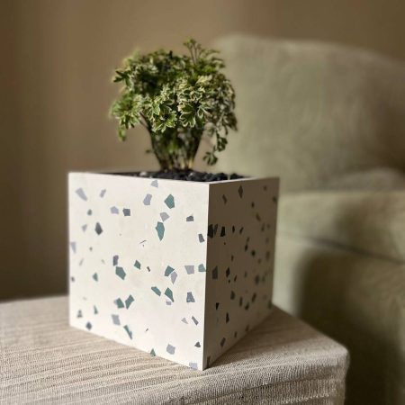 گلدان موزاییکی متوسط مربعی 15×15 سفید