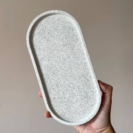 سینی بتنی مستطیل طرح ابر و باد - رنگ مشکی